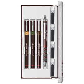 rOtring Isograph S0699320 Junior Set 3 x Technical Pens | 0.20 mm, 0.30 mm, 0.50 mm Fineliner | Set with Pencil 0.7 mm and 0.5 mm HB, 0.7 mm HB Leads