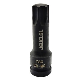 JEUCLEL T80 Torx Star 6 Point Impact Bit Socket, T80 1/2-Inch Square Drive 3-Inch Long Torx Socket, Cr-Mo Steel Lengthen Screwdriver Socket Adapter Tool