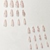 24pcs Medium Almond False Nails - Nude Rhinestone Butterfly &