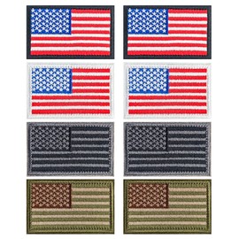 8 Pcs American Flag Patches, Hook and Loop Tactical USA Flag Embroidered Morale Patch Set for Backpacks Hats Jackets Vests Uniforms (Style 2)