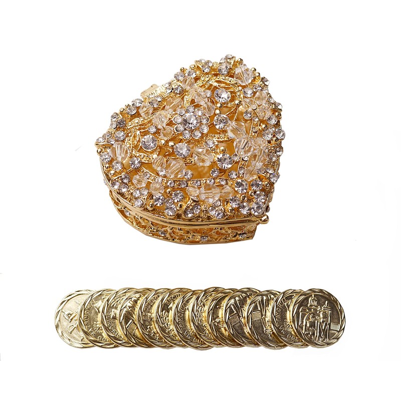 Lassos Boutique 2" Heart Shaped Wedding Arras Set, Gold Arras