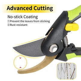 Bypass Pruners Garden Pruning Shears Hand Pruners Garden Clippers Tree Trimmers Bypass Secateurs with SK-5 Steel Blade and Locking Mechanism for Branches Stems and Flowers