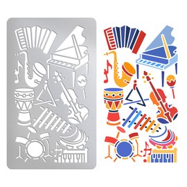 UNICRAFTALE 1 Piece Musical Instruments Stencil Music Notes Stencil Metal Stencil for Journaling Stainless Steel Painting Stencils Rock Music Stencil Reusable Stencils for Wood Wall Furniture