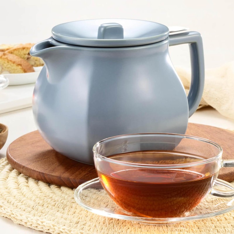 Tea Forte Fiore Ceramic Teapot with Infuser and Lid, Stone