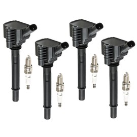 YOMALL 4PCS UF673 Ignition Coils + 4PCS 93618 Iridium Spark Plugs Ignition Coils Pack Fits for 2012-2017 500, 2013-2016 Dart 1.4L, Replace OE C1828 UF-673 68081914AA 68081914AB 68081914AC