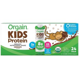 Orgain USDA Organic Kids Nutritional Protein Shake, Chocolate, 8 fl oz, 24-pack