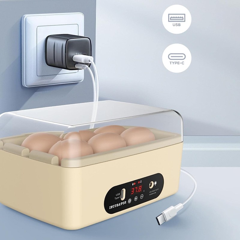Chicken Egg Incubator, Automatic Egg Hatching Incubator,4-6 Mini Eggs Poultry