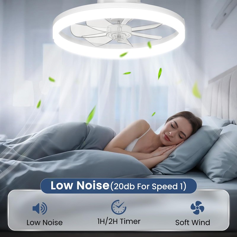 CHAREADA Ceiling Fans with Lights and Remote, 20" Foldable Modern