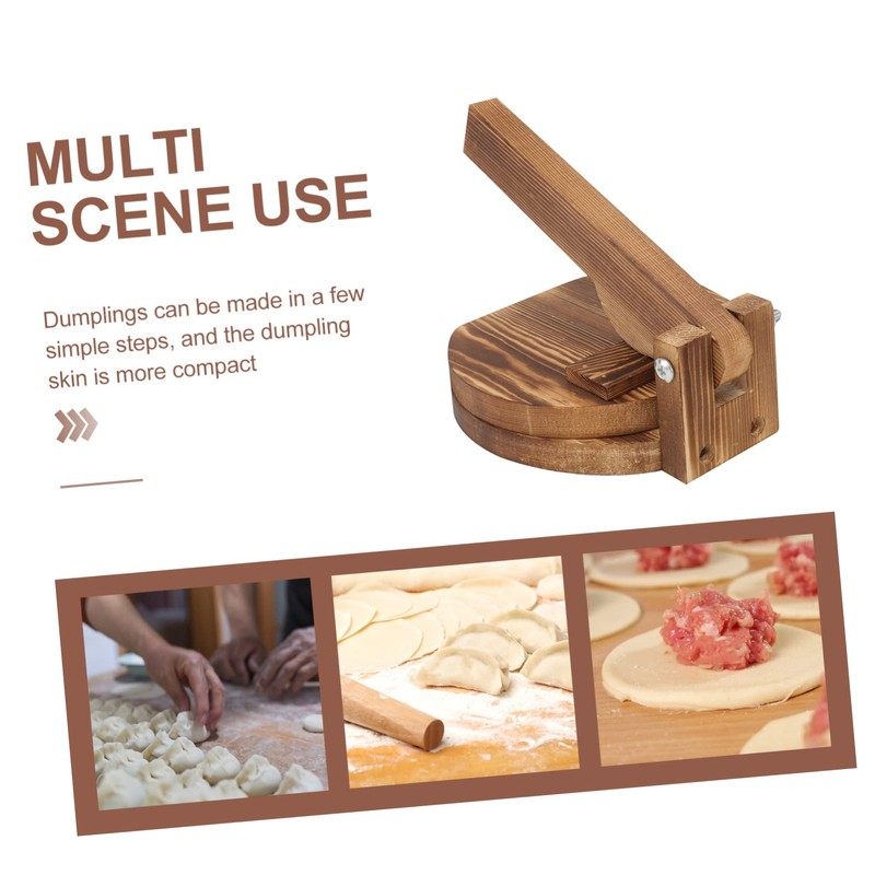 GRIRIW 1Pc Wooden Dumpling Wrapper Presser Tool for Kitchen Manual