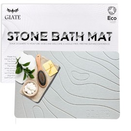 Giate Stone Bath mat - Diatomaceous Earth Bath mat Stone - Bathroom Stone mat Quick Dry Easy to Clean Stone Bath mats for Bathroom - Stone Bath mat Large - 23.6" X 15.4" White Stone Bathroom mat