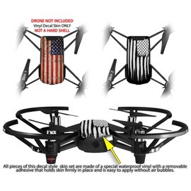 Skin Decal Wrap 2 Pack Compatible with DJI Ryze Tello Painted Faded and Cracked USA American Flag Drone NOT Included