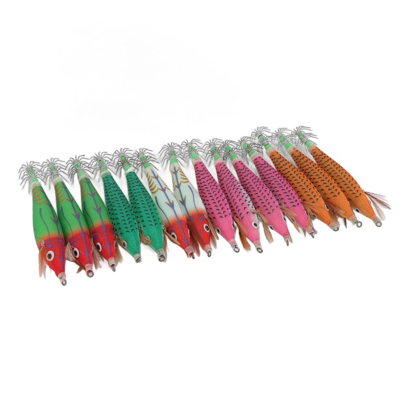 14Pcs Luminous Squid Hook Lure 8cm Artificial Shrimp Shape Fishing