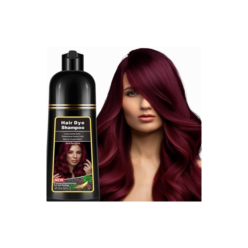 Lymznus Champú Tinte Instantáneo Rojo Vino Oscuro Canas Color Natural