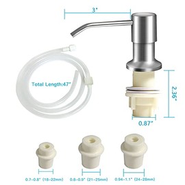 Dish Soap Dispenser for Kitchen Sink (Brushed Nickel), Countertop Sink Soap Dispenser Water Pump with 47” No-Spill Extension Tube Kit Design for Kitchen Bathroom, No More Refills （Sliver）