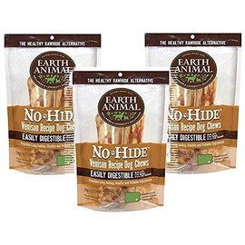 Earth Animal No-Hide Medium Venison Flavored Rolls Natural Rawhide Alternative Dog Chew Treat for Medium Dogs - 6 Chews