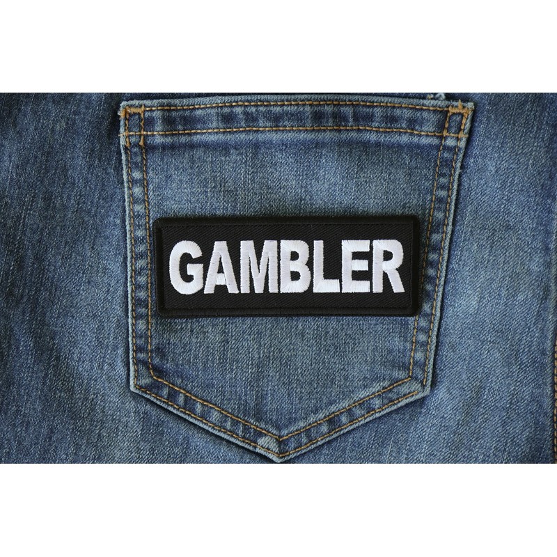 Gambler Patch - 4x1.5 inch - Embroidered Iron on Patch