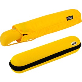 iX-brella First Class Umbrella with Case - Sturdy Large Stormproof, yellow, Automatic pocket umbrella