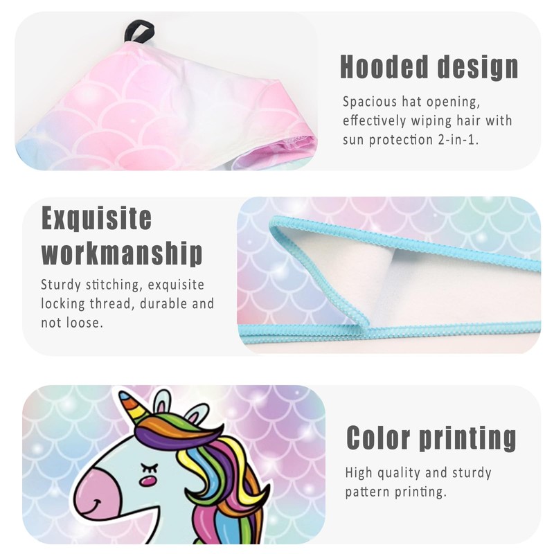 Microfiber Hooded Towel Kids, Double Sided Absorbent Quick Dry Kids