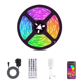 ALED LIGHT Bluetooth LED strip, waterproof, 16.4 ft/ 5 m 5050 LED stripes, smart phone controlled RGB light tubes, 12 V, for home, garden, decoration