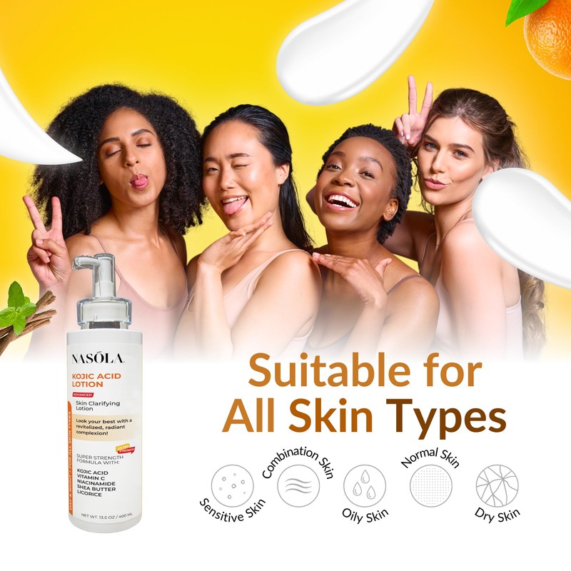 Nasola Kojic Acid Lotion Natural Skin Clarifying for Face &