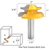 45 Degree Lock Miter Router Bit 1/2 Inch Shank, 3-Piece