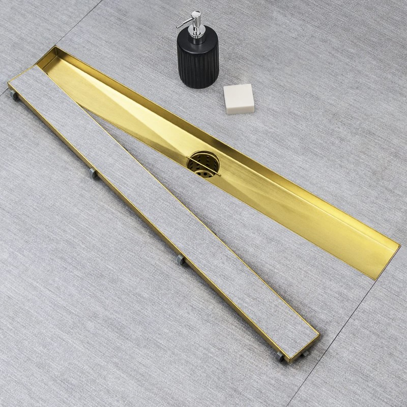 SaniteModar Linear Shower Drain, Gold Shower Drain 32 inch with