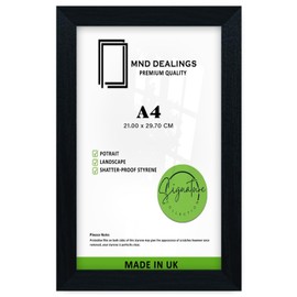 MND Dealings Modern Small Poster/ A4 Picture Frame (29.7x 21cm)-Solid MDF Wood- Certificate Jigsaw Puzzle Frame -Perfect for Gifting & Home Wall Decor Portrait Landscape Display -(Black)