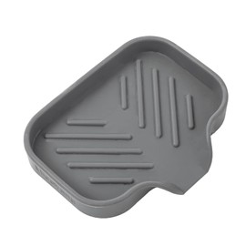 MicoYang Silicone Bathroom Soap Dishes with Drain Spout-Bathroom and Kitchen Sink Organizer,Sponge Holder,Dish Soap Tray,Perfect for Dispenser,Scrubber,Bottle,Cup on Sink or Counter-Grey 4.9"×3.2"