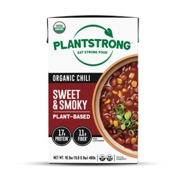 PLANTSTRONG Chili & Stew – USDA Organic, Non-GMO, Plant-Based, Vegan, Gluten-Free, Oil-Free, Lightly Salted, Ready to Heat & Serve (16.9 oz, Sweet & Smoky Chili)