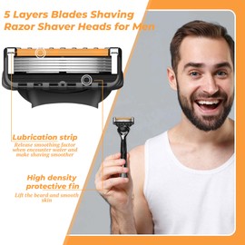 24Pcs ProGlide Razor Blades Refills with Dual Lubrication Strip -Precision 5-Layered Men's Manual Shaving Blade Compatible with Gillette ProGlide Blades Replacement for Men's Wet Shavers