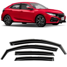 Voron Glass in-Channel Extra Durable Rain Guards for Honda Civic 2016-2021 Hatchback, Window Deflectors, Vent Window Visors, 4 Pieces - 200592