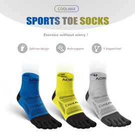 OrrinSports Toe Socks for Men Women Coolmax Running Socks 3 Pairs Athletic Breathable Five Finger Socks