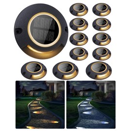 FabStyl Solar Deck Driveway Lights, 12 Pack Solar Marina Dock Lights Outdoor Waterproof IP68, 2 Colors in 1 Outdoor Driveway Marker for Warning Stair, Sidewalk, Pathway, Patio, Garden Decor