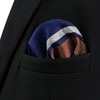 S&W SHLAX&WING Men's Striped Pocket Square, Navy Blue, White, Brown,