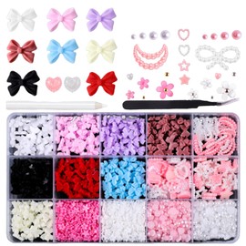 AIXXCUVQ Adorable Nail Charms Set To Everyday Nail Art Designs Butterfly Resin Nail Jewelry ABS 3D Bow Nail Accessories Shapes, type+3