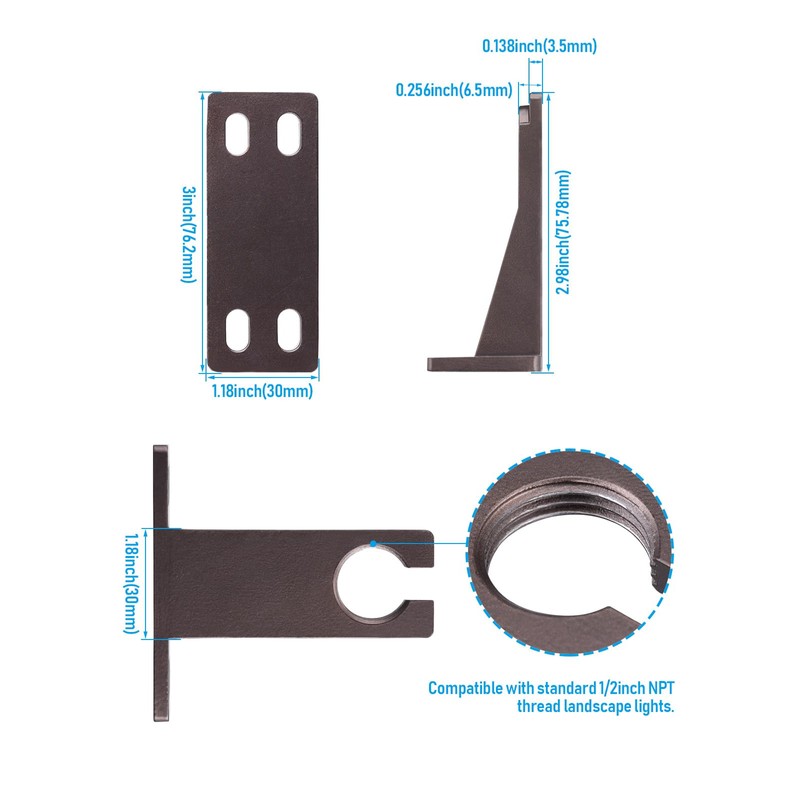 LEONLITE Gutter Mount Bracket for Low Voltage LED Spotlight, 1/2"