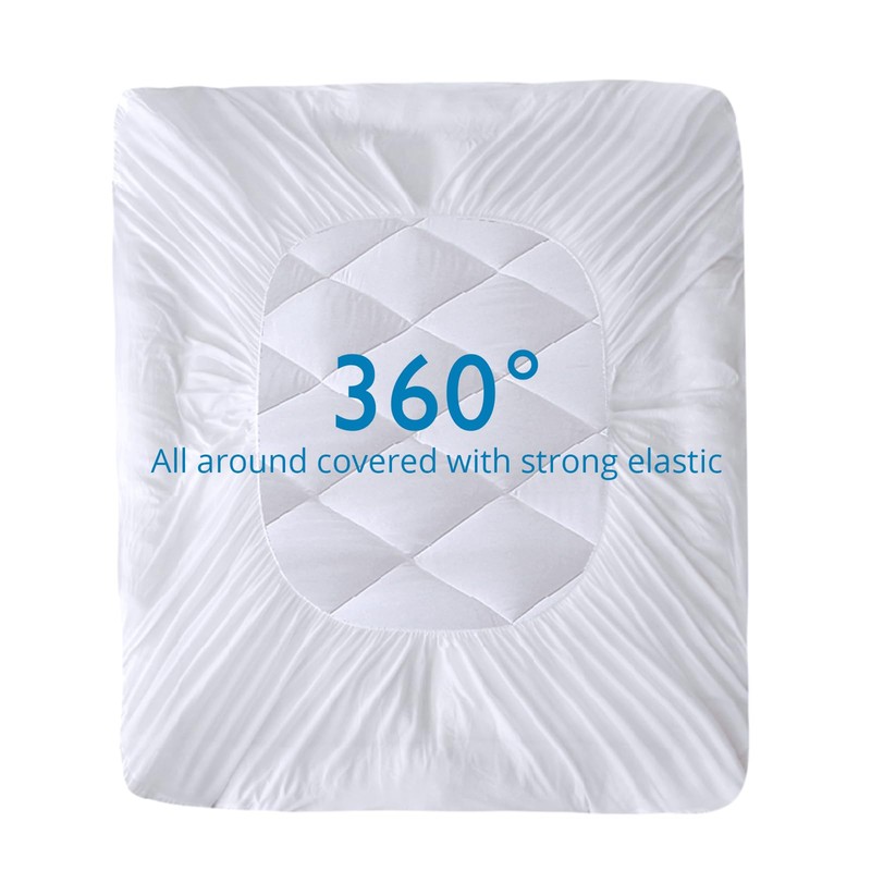 Quilted Double Bed Mattress Protector, YUGYVOB 100% Waterproof Mattress Protector,