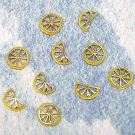 Metallic Gold Lemon Nail Parts 2 Types (5 Pieces) / 메탈 골드 레몬 네일파츠 2종 (5개입)