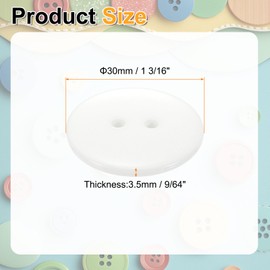 sourcing map 10pcs Resin Sewing Button, 30mm (1 3/16-inch) 2 Holes Round Craft Decorative Buttons for Coat, Clothes Holiday Decoration, White
