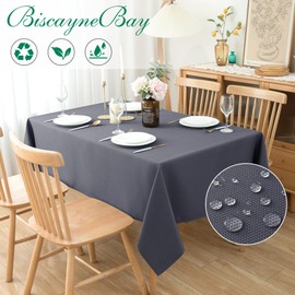 Biscaynebay - Manteles de tela texturizada, rectangulares, de 52 x 70 pulgadas, color gris oscuro, resistentes al agua, para comedor, cocina, boda, fiestas, etc. Lavable a máquina