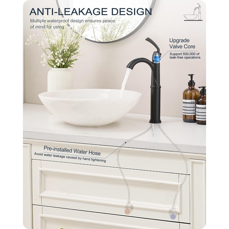 HOIGY Tall Bathroom Faucet Single Hole, Brass Vessel Sink Faucet