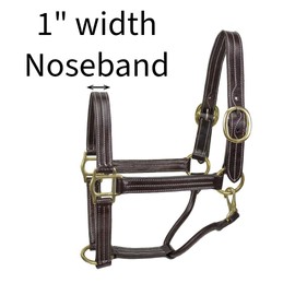 Derby Originals Bristol Triple Stitched Premium Leather Horse Halter with Throat Snap for Easy Taking Off for Stables (Full Horse, Dark Brown)