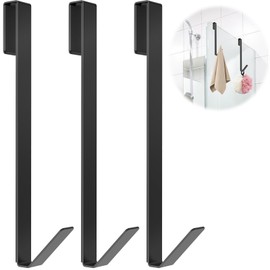 Linone 10 in Shower Door Hooks, Towel Hooks for Bathrooms, Shower Hooks for Towels,Heavy Duty Drilling-Free Extended Over Door Towel Hooks for Frameless Glass Shower Door, 3 Pack
