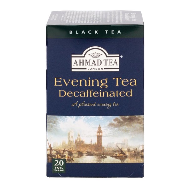 Ahmad Tea Black Tea, Decaffeinated Evening Teabags, 20 ct (Pack of 6) - Decaffeinated and Sugar-Free