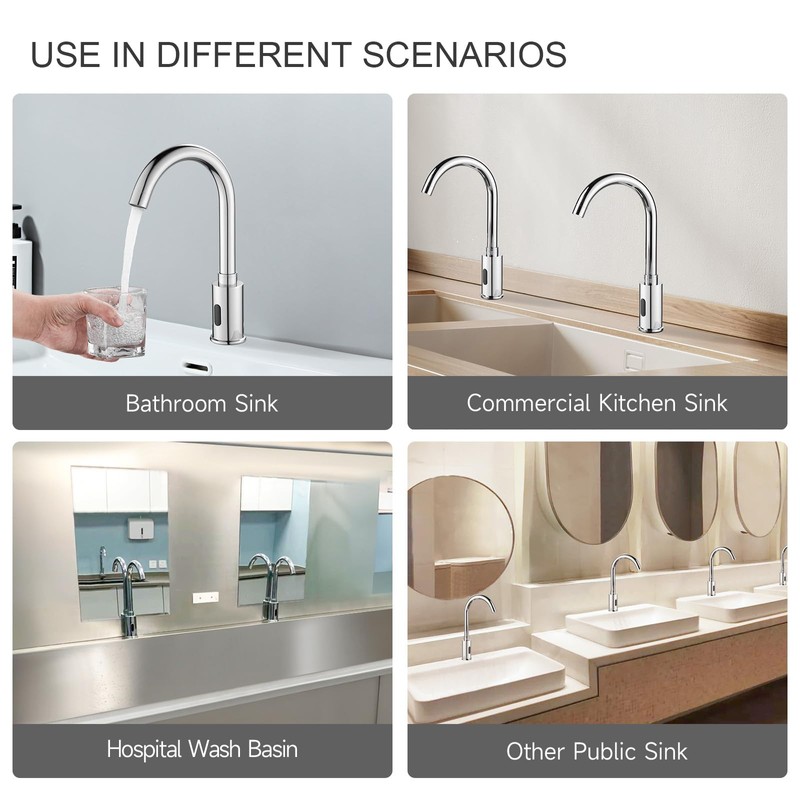 Automatic Touchless Bathroom Sink Faucet Motion Sensor Commercial Kitchen Hands
