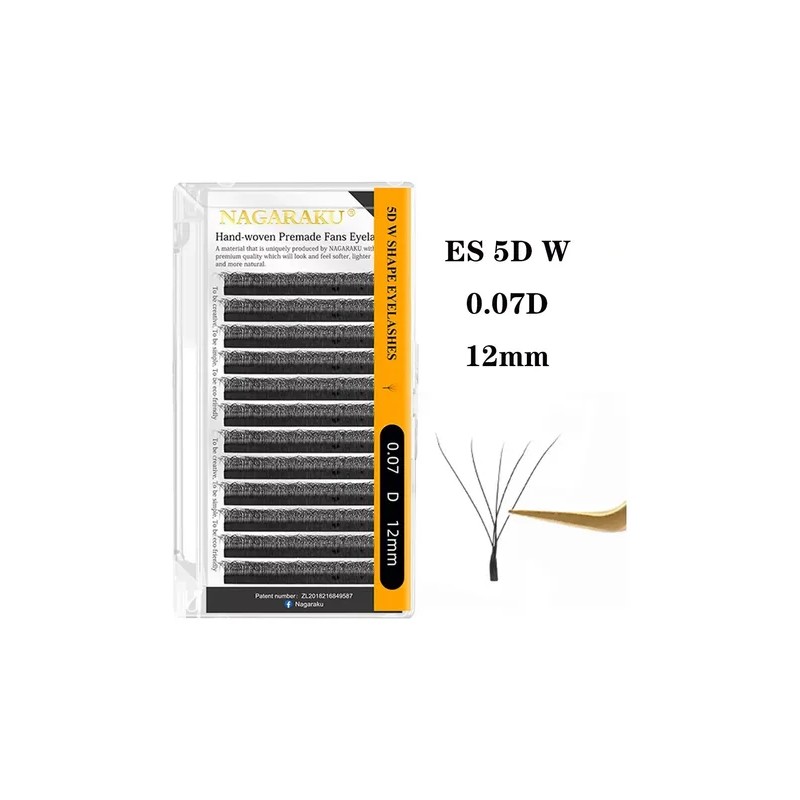 Nagaraku Extensiones De Pestañas 5d W Shape 8-15mm Mix