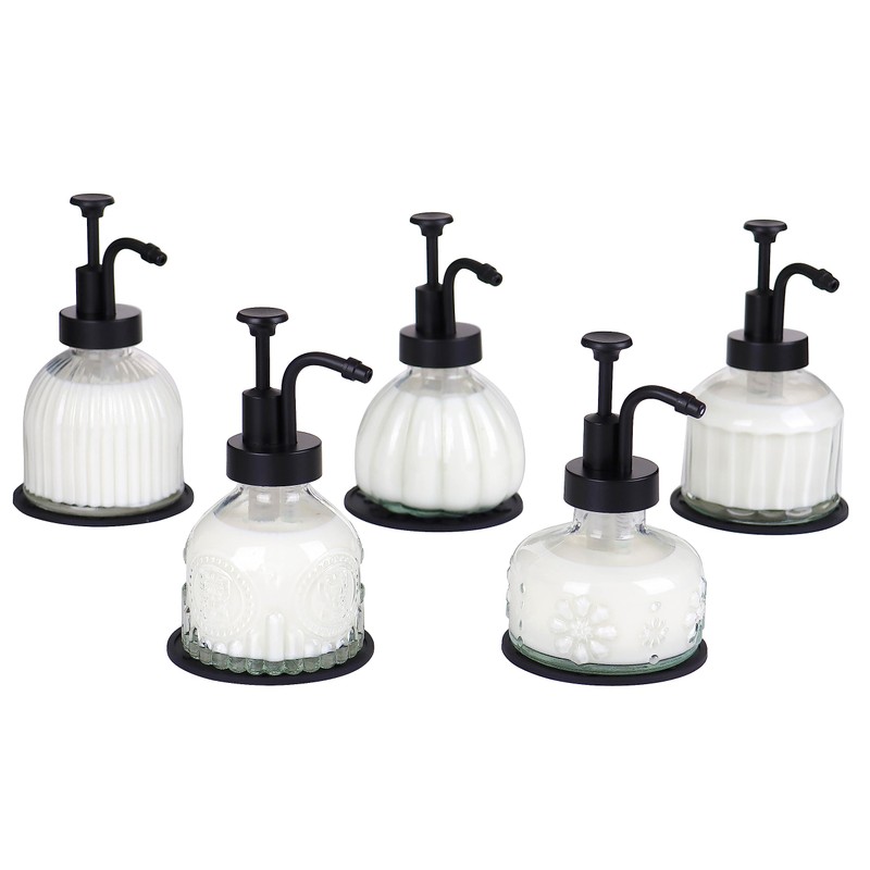 Glass Soap Dispenser for Kitchen and Bathroom Countertop, Smooth Action