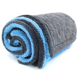 Extra Large Car Drying Towel, 48”x24” Dual Sided Microfiber Car Cleaning Towel with Twisting Yarn Technique, 1200GSM Super Absorbent, Holds Up to 8 lbs, Scratch-Free, Machine Washable (Darkgray-Blue)