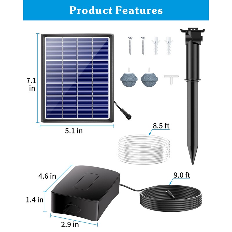 Biling Solar Aerator for Pond with 2200 mAh Battery Backup,