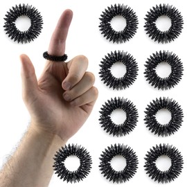 IFAMIO Spiky Sensory Finger Massage Ring 10 Pcs Relaxing Tool for Acupressure Therapy Releasing Stress Massager for Relax Hands Silent Stress Reducer and Massager (Black)